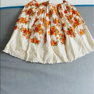 Off white knee length floral skirt
